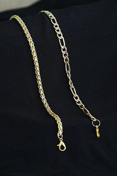 Kombin Bileklik Gold Renk Şavin ve Burgu Model - Resim 4