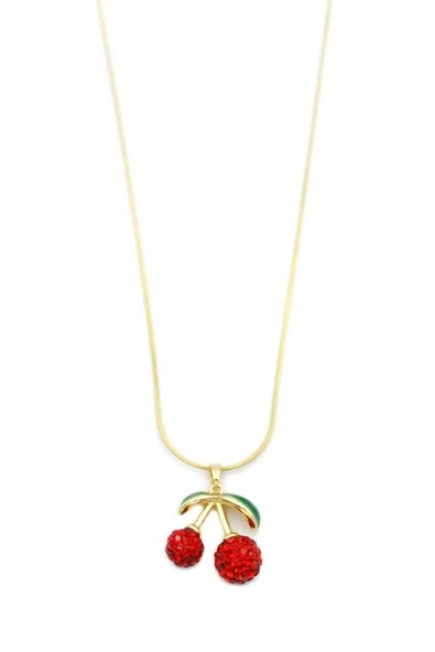 LitaeTrend Taşlı Kiraz Kolye - Altın - Resim 2