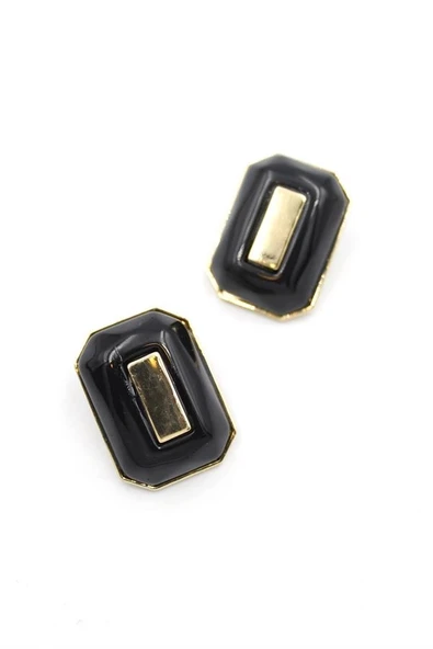 LitaeTrend Dikdörtgen Küpe - Siyah - Resim 2