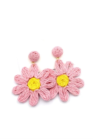 LitaeTrend Papatya Hasır Küpe - Pembe ürün görseli 1