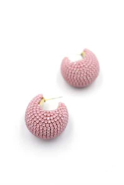 LitaeTrend Taşlı Halka Küpe - Pembe - Resim 2