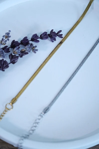 İtalyan Tasarım Çelik Çift Bileklik  Unisex Altın Gümüş Renk, Kararmaz 2 Adet ürün görseli