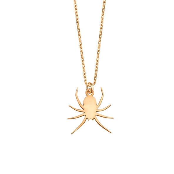 14 Ayar Altın Mikron Kaplama Örümcek Gümüş Kolye - CN00467 - Resim 5