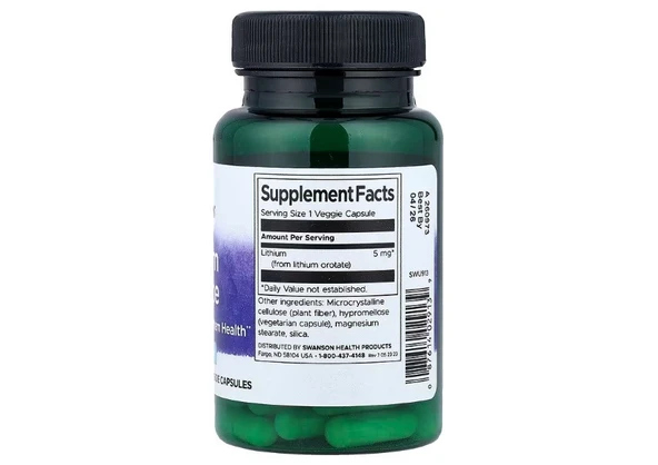 Swanson, Lithium Orotate, 5 mg, 60 Veggie Capsules - Resim 2