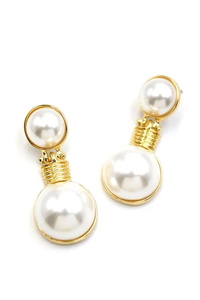 LitaeTrend Sallantılı İnci Küpe - Altın ürün görseli 1