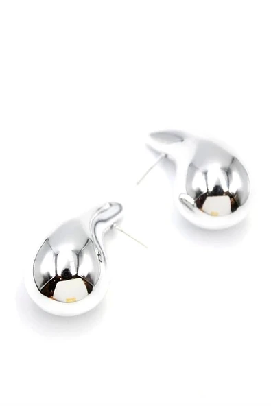 LitaeTrend Büyük Boy Damla Küpe - Gümüş