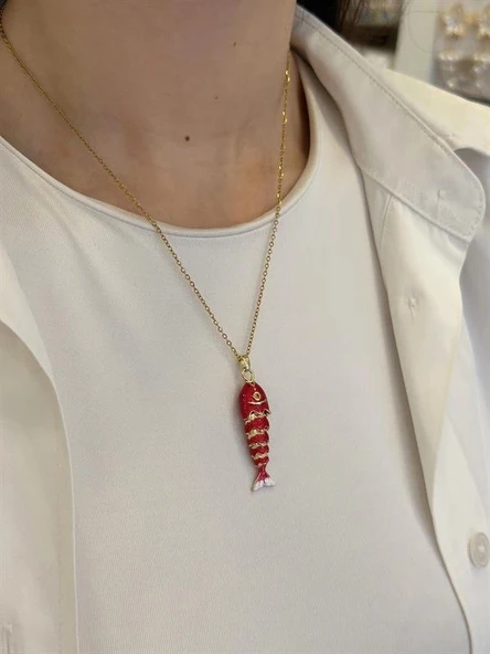 LitaeTrend Balık Kolye - Kırmızı - Resim 2