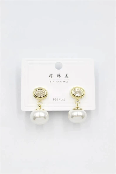 LitaeTrend İncili Taşlı Küpe - Altın ürün görseli 1