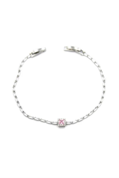 LitaeTrend Pembe Taşlı Bileklik - Gümüş - Resim 2