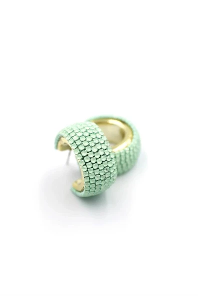 LitaeTrend Taşlı Halka Küpe - Yeşil - Resim 2