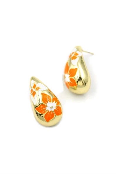 LitaeTrend Çiçek Küpe - Turuncu ürün görseli 1