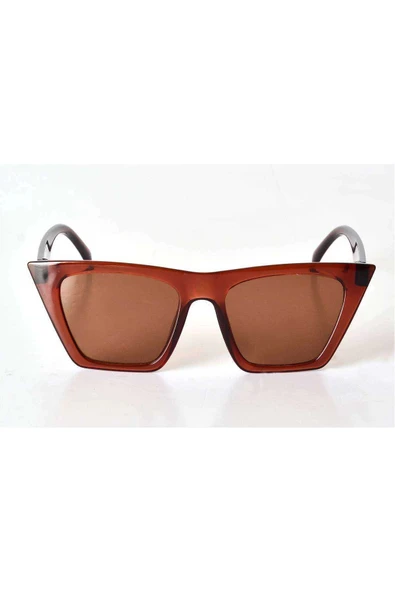 LitaeTrend Kahverengi Şeffaf Çerçeveli Unisex Güneş Gözlüğü - Moda Gözlük - 1