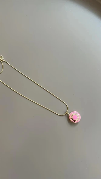 LitaeTrend Mineli Kapaklı Kolye - Pembe ürün görseli 1