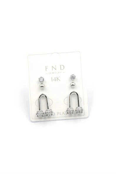 LitaeTrend Çoklu Taşlı Küpe - Gümüş - Resim 2