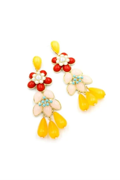 LitaeTrend Çiçek Küpe - Kırmızı ürün görseli 1