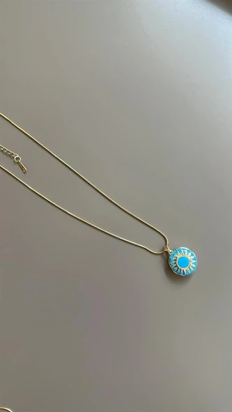 LitaeTrend Mineli Kapaklı Kolye - Mavi - Resim 2