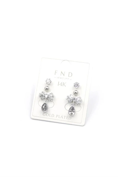 LitaeTrend Çoklu Taşlı Küpe - Gümüş ürün görseli 1