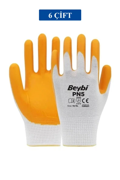 Pn5 Sarı Iş Eldiveni Polyester Örme Nitril Beybi Royaleks Group - 6 Çift ürün görseli 1