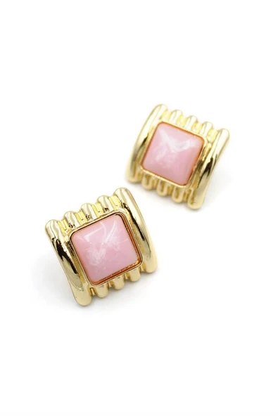 LitaeTrend Kare Küpe - Pembe - Resim 2