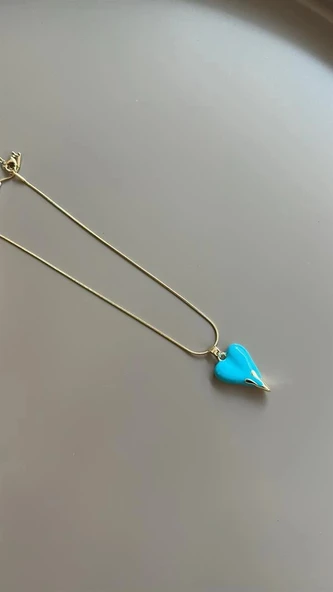 LitaeTrend Mineli Kalp Kolye - Mavi ürün görseli 1