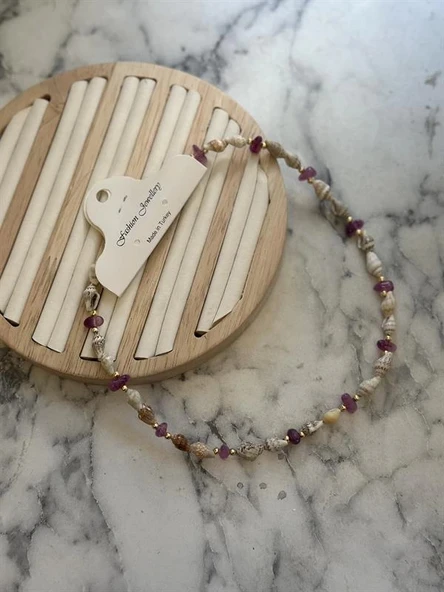 LitaeTrend Deniz Kabuğu Kolye - Mor ürün görseli 1