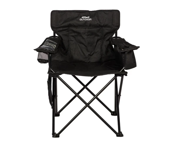 Aygaz Outdoor Siyah 100Kg Çelik Katlanır Kamp Sandalyesi - 3