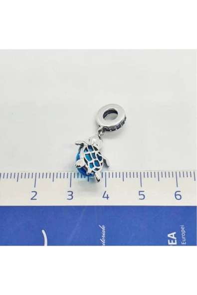 Bileklik Ve Kolye Için 925 Ayar Murano Cam Deniz Kaplumbağası Gümüş Charm - 11
