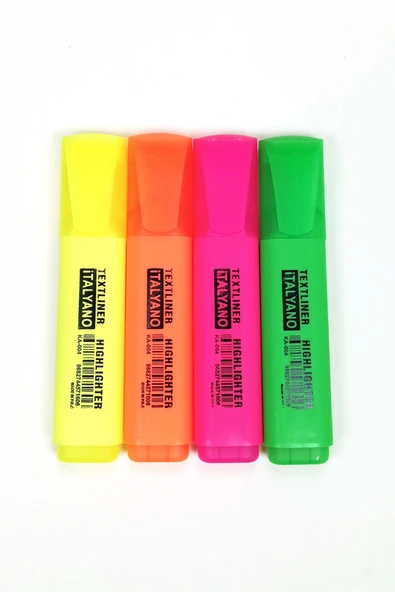 LitaeTrend 4'lü Neon Renk İtalyano Fosforlu Kalem Ergonomik Tasarım Kolay Kullanım Fosforlu İşaret Kalemi ürün görseli 1