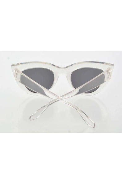 LitaeTrend Şeffaf Beyaz Çerçeve Cat Eye Kadın Güneş Gözlüğü - Moda Gözlük - 3