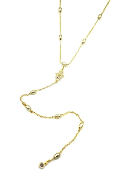 LitaeTrend Fatıma Eli Y Kolye - Altın - Resim 2