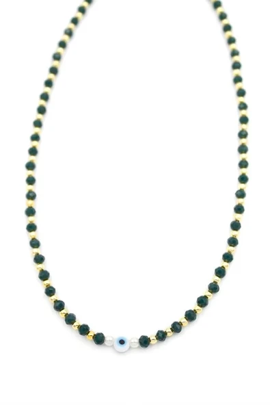 LitaeTrend Kristal Boncuklu Kolye - Yeşil - Resim 2