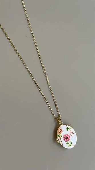 LitaeTrend Çiçek Kapaklı Kolye - Altın ürün görseli 1