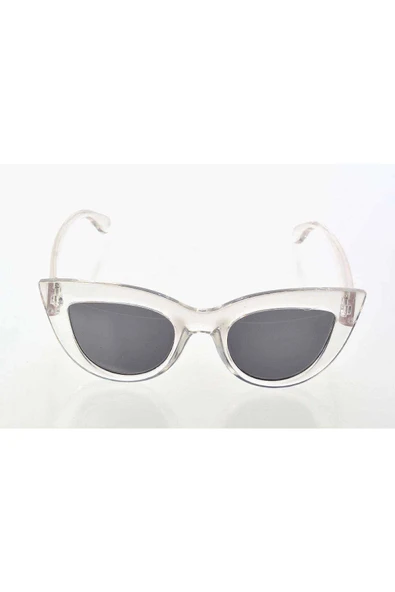 LitaeTrend Şeffaf Beyaz Çerçeve Cat Eye Kadın Güneş Gözlüğü - Moda Gözlük - 1