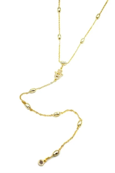 LitaeTrend Fatıma Eli Y Kolye - Altın ürün görseli 1