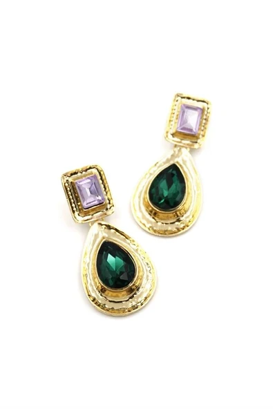 LitaeTrend Damla Taşlı Küpe - Altın - Resim 2