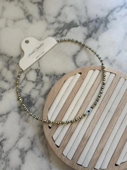 LitaeTrend Kristal Boncuklu Kolye - Haki Yeşil - Resim 2