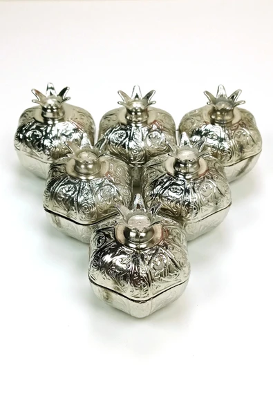 LitaeTrend 6 Lı Mini Eskitme Osmanlı Temalı Açık Renk Nar Lokumluk Sunum - 2