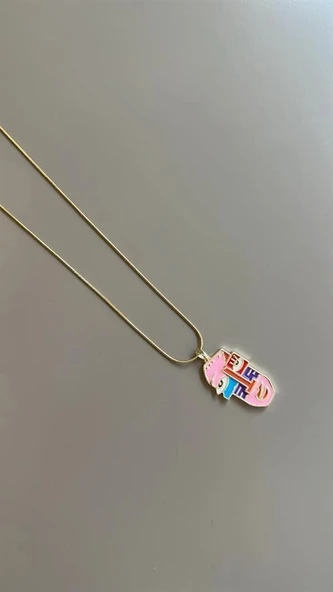 LitaeTrend Mineli Yüz Desenli Kolye - ÇOK RENKLİ - Resim 2