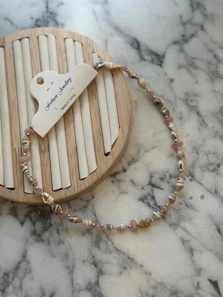 LitaeTrend Deniz Kabuğu Kolye - Pembe - Resim 2