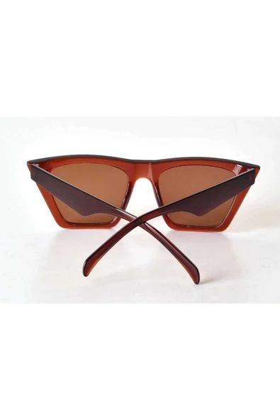 LitaeTrend Kahverengi Şeffaf Çerçeveli Unisex Güneş Gözlüğü - Moda Gözlük - 3