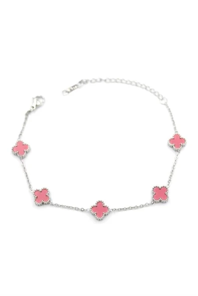 LitaeTrend Gümüş VC Yonca Bileklik - Pembe ürün görseli 1