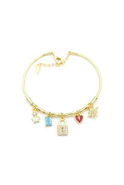 LitaeTrend Kilit Charmlı Bilezik - Altın ürün görseli