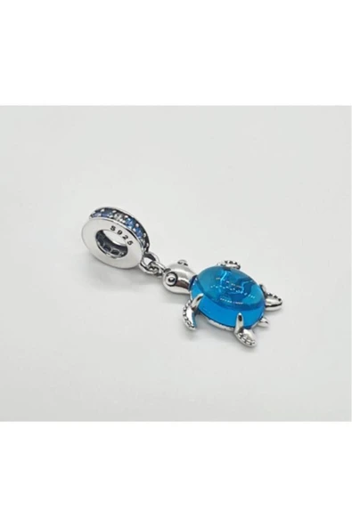 Bileklik Ve Kolye Için 925 Ayar Murano Cam Deniz Kaplumbağası Gümüş Charm - 3