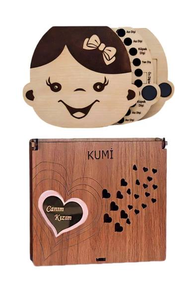 Kız Bebek Süt Dişleri Göbek Bağı Ve Saç Saklama Anı Albüm Kutusu Bebek Hediyesi