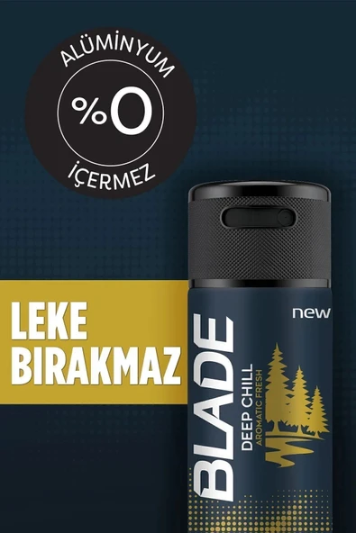 LitaeTrend 2 Adet Blade Deep Chill Erkek Deodorant 150 Ml Hızlı Kurur, Leke Bırakmaz - 2