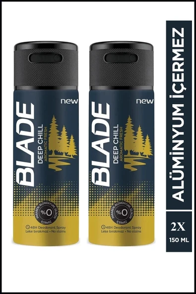 LitaeTrend 2 Adet Blade Deep Chill Erkek Deodorant 150 Ml Hızlı Kurur, Leke Bırakmaz - 1