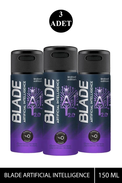 LitaeTrend 3 Adet Blade Artificial Intelligence 2.0 Deodorant 150mL ürün görseli