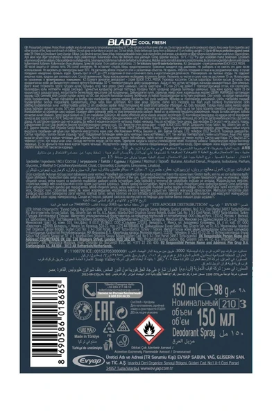 LitaeTrend 2 Adet Blade Cool Fresh Erkek Deodorant 150 Ml Hızlı Kurur Leke Bırakmaz - Resim 6