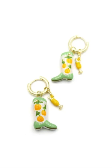 LitaeTrend Çizme Küpe - Yeşil - Resim 2