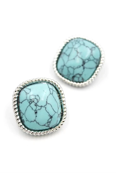 LitaeTrend Turkauz Taşlı Küpe - Gümüş ürün görseli 1